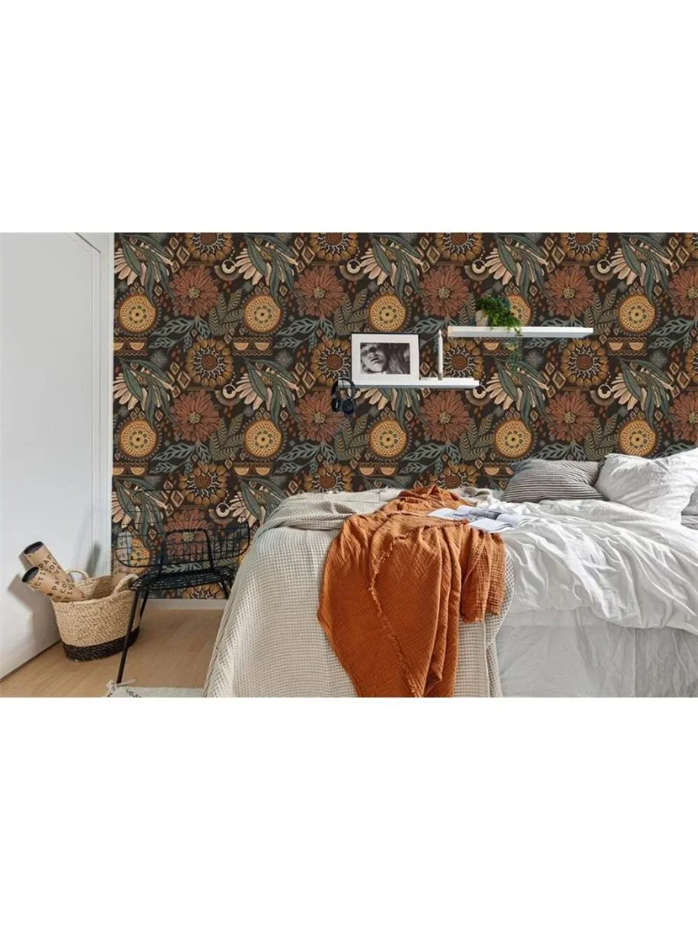 Boho Floral Peel Stick Wallpaper Vintage Botanical Removable Wall Decor Roll